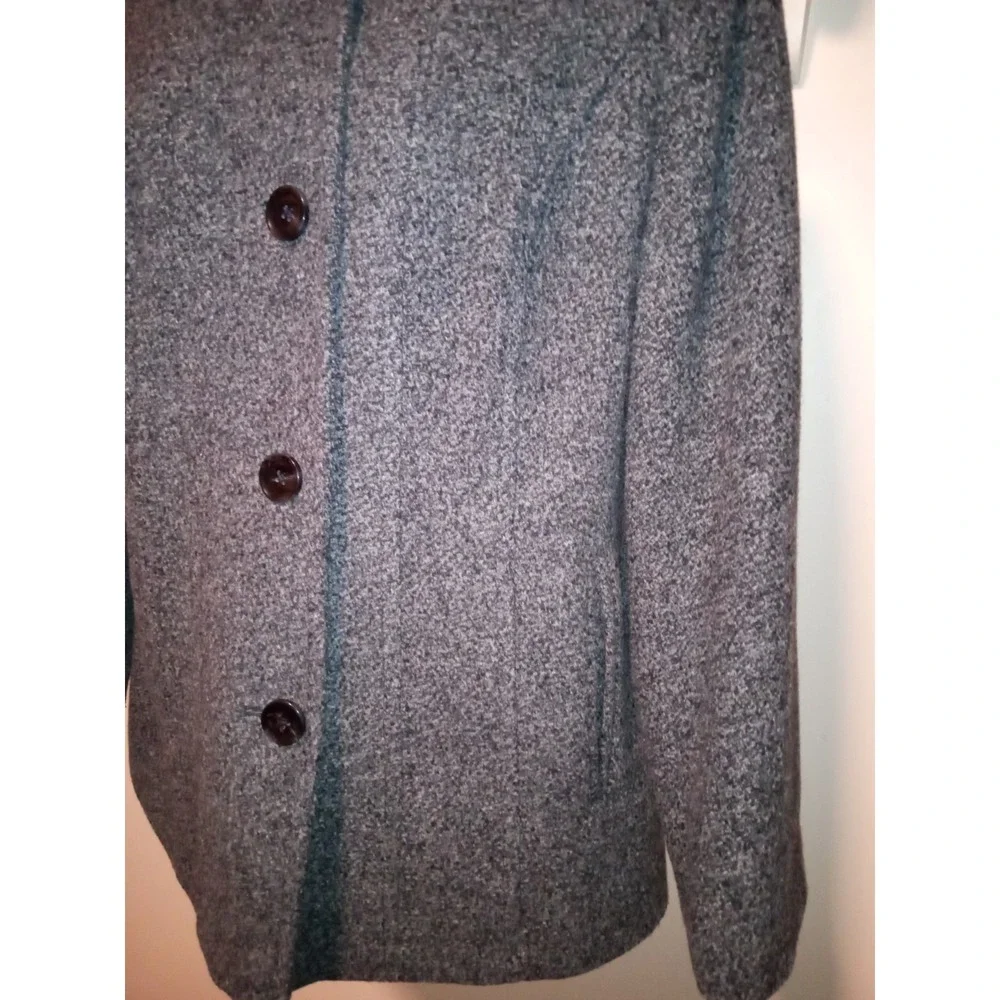 London Fog Womens Gray Salt and Pepper Tweed Wool Blend‎ Button Front Coat Large - Picture 5 of 7